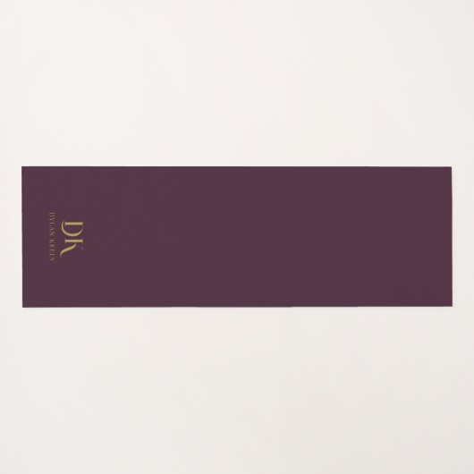 Minimalistisch Elegant Monogram Donkerrood Goud St Yogamat (Achterkant (horizontaal))