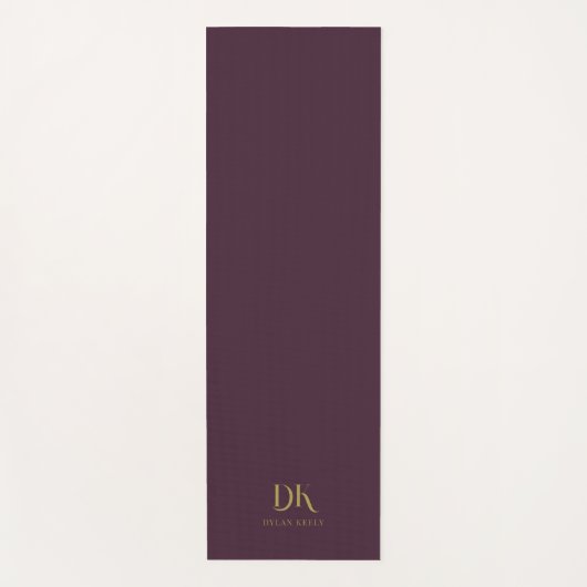 Minimalistisch Elegant Monogram Donkerrood Goud St Yogamat (Voorkant)