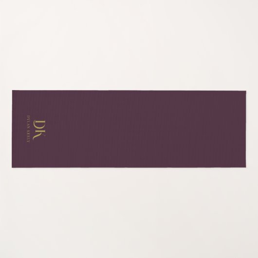 Minimalistisch Elegant Monogram Donkerrood Goud St Yogamat (Voorkant (horizontaal))