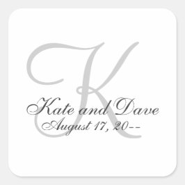 Minimalistisch Elegant Monogram Eenvoudig Trouwcad Vierkante Sticker