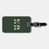 Minimalistisch Elegant Monogram Forest Green Trave Bagagelabel (Voorkant horizontaal)