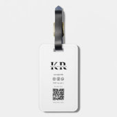 Minimalistisch Elegant Monogram Forest Green Trave Bagagelabel (Achterkant verticaal)