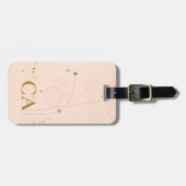 Minimalistisch Elegant Monogram Gold Peach Pink Bagagelabel (Voorkant horizontaal)
