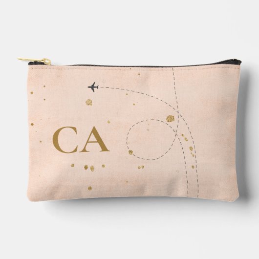 Minimalistisch Elegant Monogram Gold Peach Pink Tr Etui (Voorkant)