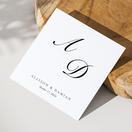 Minimalistisch Elegant Monogram Huwelijk Servet