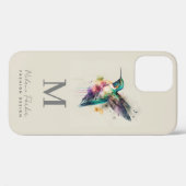 Minimalistisch Elegant Monogram Kolibrie Fotonaam Case-Mate iPhone Case (Achterkant (horizontaal))