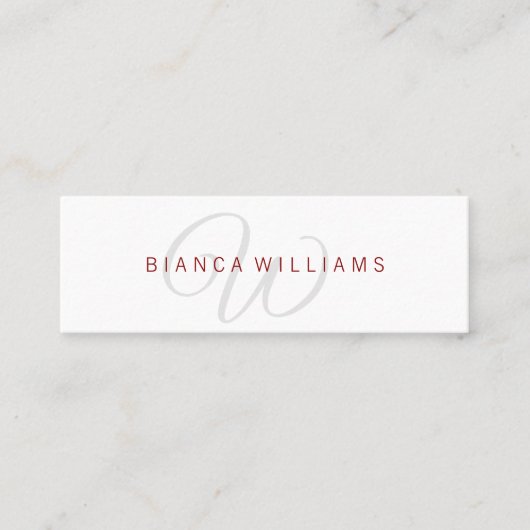 Minimalistisch Elegant Monogram Mini Visitekaartje (Voorkant)