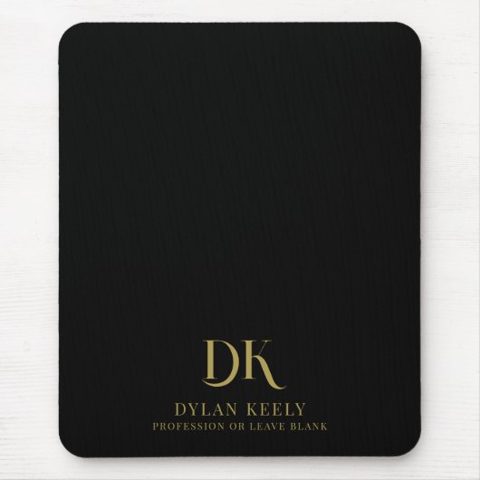 Minimalistisch Elegant Monogram Modern Zwart Stijl Muismat (Voorkant)