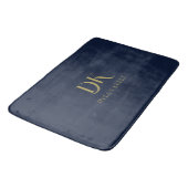 Minimalistisch Elegant Monogram Navy Blauw Goud St Badmat (Gekanteld)