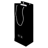 Minimalistisch Elegant Monogram Wijn Cadeautas (Achterkant Gekanteld)