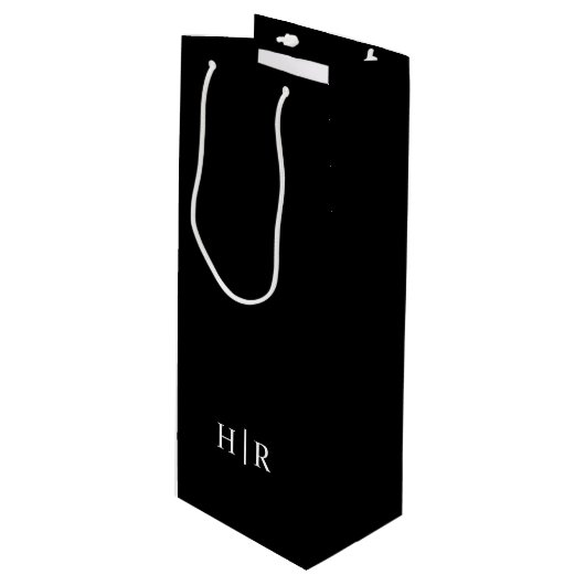 Minimalistisch Elegant Monogram Wijn Cadeautas (Voorkant Gekanteld)