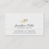 Minimalistisch Elegant Monogram Wit Goud Vlak Visitekaartje (Voorkant)