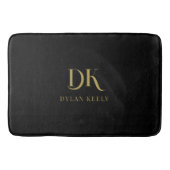 Minimalistisch Elegant Monogram Zwart Goud Stijlvo Badmat (Voorkant)