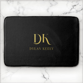 Minimalistisch Elegant Monogram Zwart Goud Stijlvo Badmat