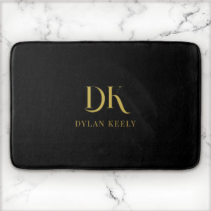 Minimalistisch Elegant Monogram Zwart Goud Stijlvo Badmat