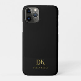 Minimalistisch Elegant Monogram Zwart Goud Stijlvo Case-Mate iPhone Case