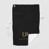Minimalistisch Elegant Monogram Zwart Goud Stijlvo Golfhanddoek (Insitu)