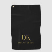 Minimalistisch Elegant Monogram Zwart Goud Stijlvo Golfhanddoek (Voorkant)
