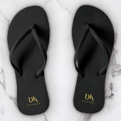 Minimalistisch Elegant Monogram Zwart Goud Stijlvo Teenslippers