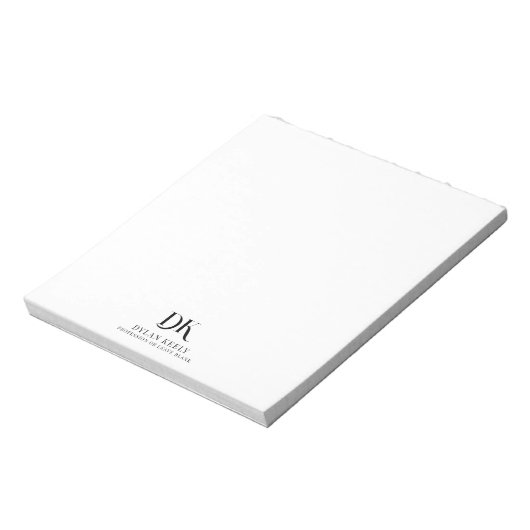 Minimalistisch Elegant Monogram Zwart Modern Stijl Notitieblok (Linkerzijde)