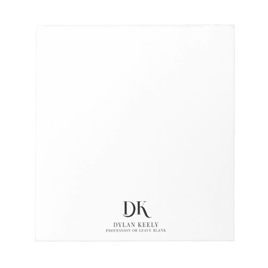 Minimalistisch Elegant Monogram Zwart Modern Stijl Notitieblok (Voorkant)