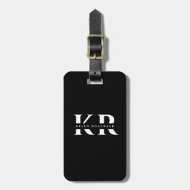 Minimalistisch Elegant Monogram zwart-wit reizen Bagagelabel
