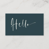 Minimalistisch Elegant Moody Blauwgroen Hallo Chic Visitekaartje (Voorkant)