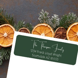 Minimalistisch elegant Moss Script Retouradres Etiket