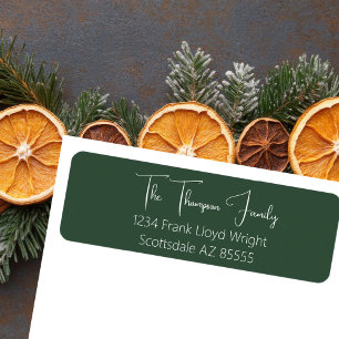 Minimalistisch elegant Moss Script Retouradres Etiket