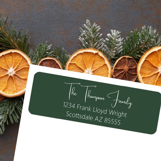 Minimalistisch elegant Moss Script Retouradres Etiket