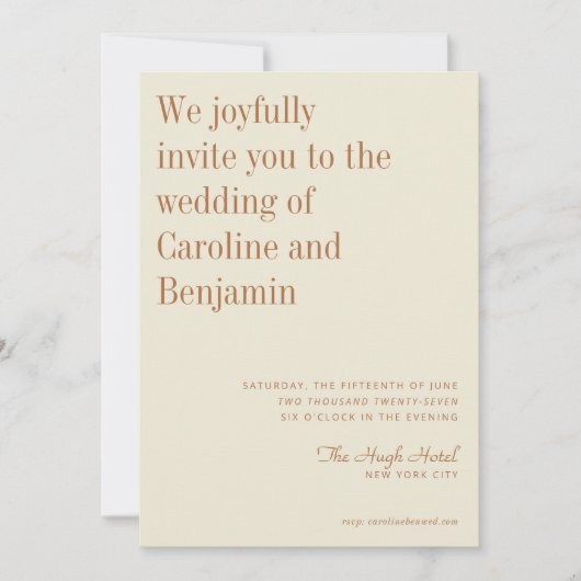 Minimalistisch elegant-mosterd-roam Moderne bruilo Kaart (Voorkant)