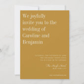 Minimalistisch Elegant Mustard Yellow Modern Weddi Kaart (Voorkant)