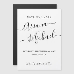 Minimalistisch Elegant Name Script Black White Wed