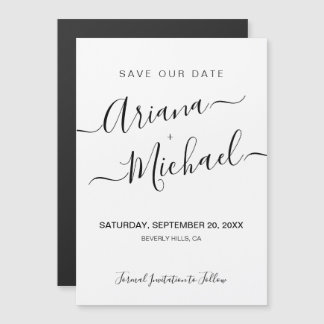 Minimalistisch Elegant Name Script Black White Wed