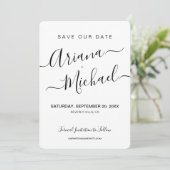 Minimalistisch Elegant Name Script Verloving foto Save The Date (Staand voorkant)