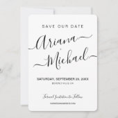 Minimalistisch Elegant Name Script Verloving foto Save The Date (Voorkant)