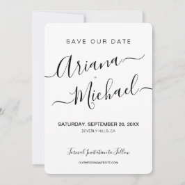 Minimalistisch Elegant Name Script Verloving foto Save The Date