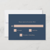 Minimalistisch & Elegant Navy Rose Goud Trouw RSVP (Achterkant)