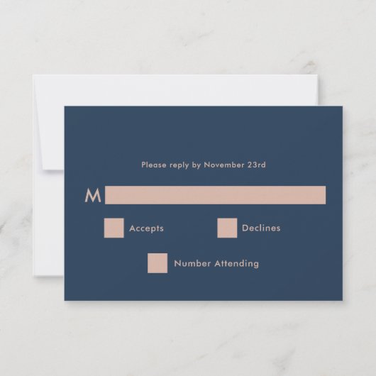 Minimalistisch & Elegant Navy Rose Goud Trouw RSVP (Achterkant)