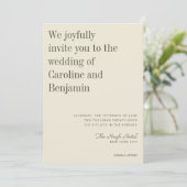 Minimalistisch Elegant Olive Cream Photo Wedding Kaart (Staand voorkant)