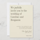 Minimalistisch elegant olive crème Modern Wedding Kaart (Voorkant)