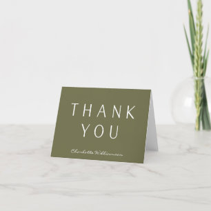 Minimalistisch Elegant Olive Green op maat Bedankkaart