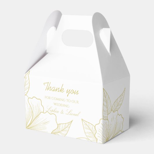 Minimalistisch Elegant Omtrek Bloemen Bruiloft Bedankdoosjes (Voorkant Zijde)