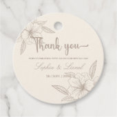 Minimalistisch Elegant Omtrek Bloemen Bruiloft Bedankjes Labels (Voorkant)