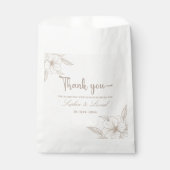 Minimalistisch Elegant Omtrek Bloemen Bruiloft Bedankzakje (Voorkant)
