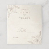 Minimalistisch Elegant Omtrek Bloemen Bruiloft Plaatskaartje (Buitenkant ongevouwen)