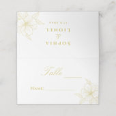 Minimalistisch Elegant Omtrek Bloemen Bruiloft Plaatskaartje (Buitenkant ongevouwen)