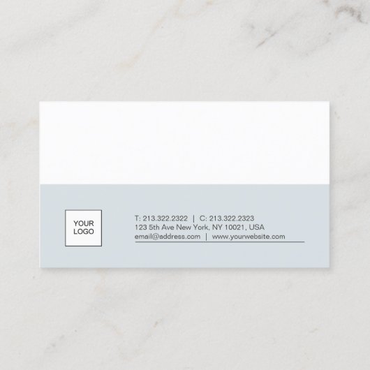 Minimalistisch Elegant Ontwerp Blauw Wit Vlak Visitekaartje (Achterkant)