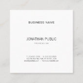Minimalistisch Elegant Ontwerp Modern B&W Clean Pl Vierkante Visitekaartje (Achterkant)