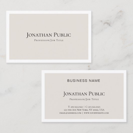 Minimalistisch elegant ontwerp Modern Plain Trendy Visitekaartje (Voorkant / Achterkant)